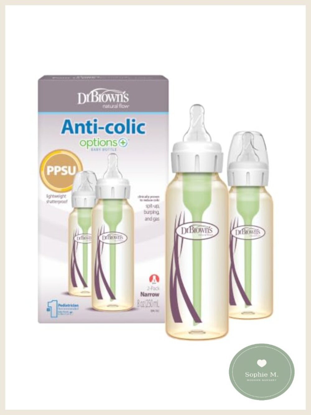 Anti-Colic Baby Bottles 8oz 2-Pack PPSU Vent System